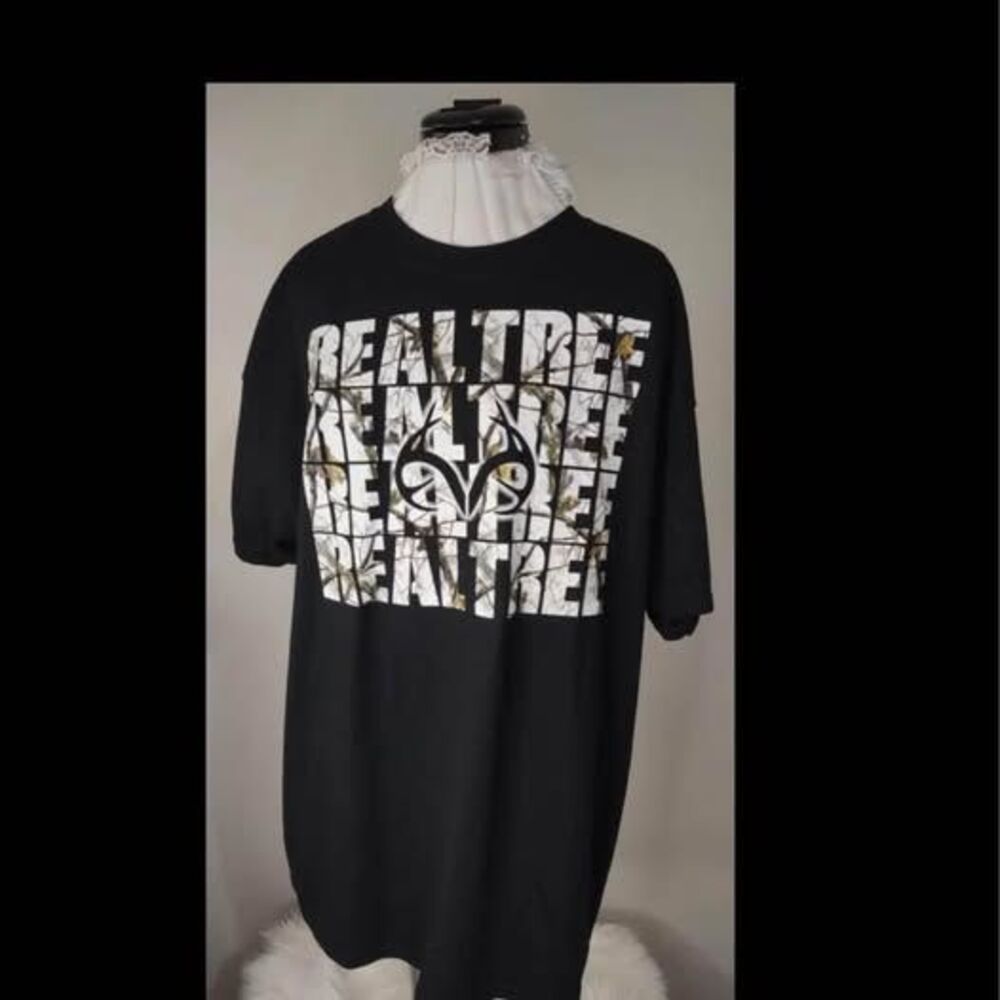 NWT XL Gildan Dry-blend camo Short Sleeve Black Tee Shirt (RealTree) C7004